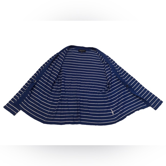 Jones New York Signature Women’s Petite Large Blue and White Cardigan With Sash - Picture 3 of 4